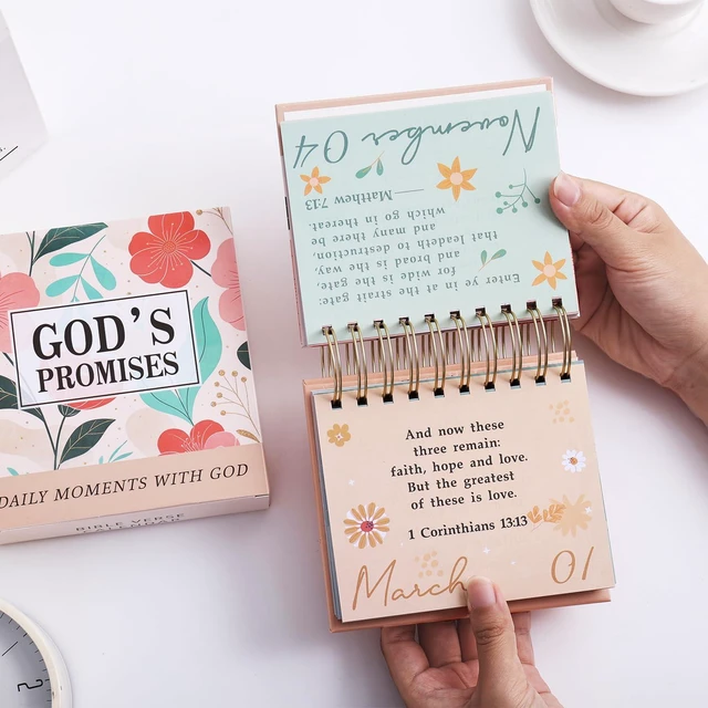 Alt view image 6 of 7 - Daily Flip Calendar with Bible Verse, Flip Perpetual Calendar with Prayers and Blessings, Devotionals for Women, Christian Gifts for Girls Faith Decor Spiritual Gifts Inspirational Scripture Art