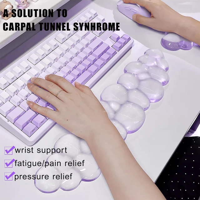 Alt view image 2 of 6 - Mouse Pad with Wrist Rest, Soft Cloud Gel Keyboard Mouse Pad Set with Hand Wrist Support, Cute Non Slip Office Desk Accessories for Comfort/Pain Relief/Computer/Laptop (Purple Cloud)