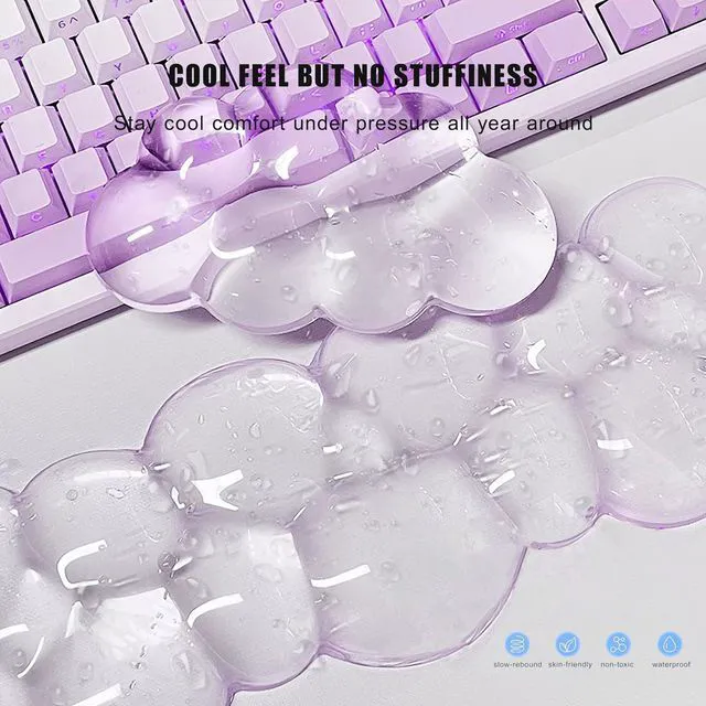 Alt view image 4 of 6 - Mouse Pad with Wrist Rest, Soft Cloud Gel Keyboard Mouse Pad Set with Hand Wrist Support, Cute Non Slip Office Desk Accessories for Comfort/Pain Relief/Computer/Laptop (Purple Cloud)