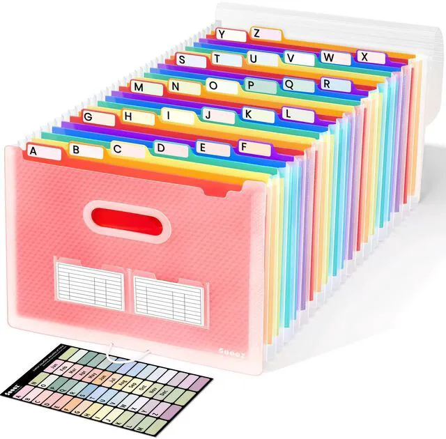 Main image of Accordion File Organizer, 26-Pocket Expanding File Folder Letter Size A-Z Tabs, Deeper 26-Pocket Keep Index Tabs Visible, Thicken, Bill Tax Receipt Document Organizer Storage, Home Office School