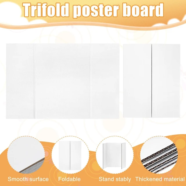 Alt view image 3 of 6 - 4 Pack Trifold Poster Board 36" x 24", White Science Fair Display Boards Thickened Corrugated Cardboard, Portable, Ideal for School Projects and Event Displays