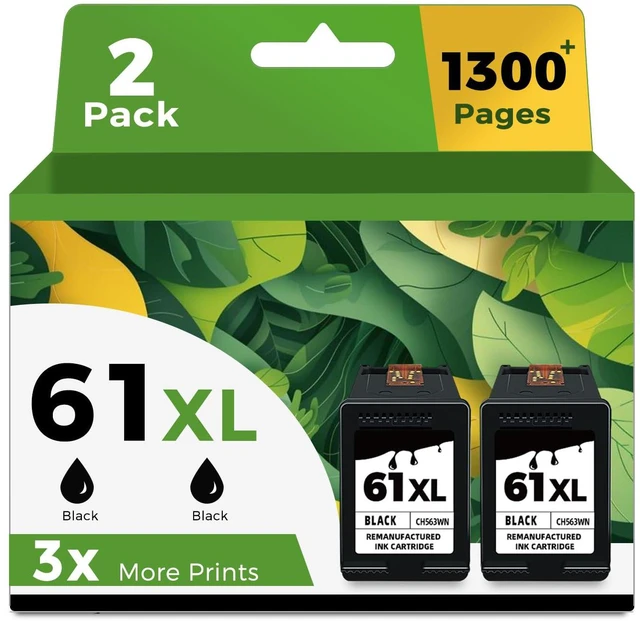 Main image of 61XL 61 Black Ink Cartridge for HP Printers Replacement for HP Ink 61 XL High Yield for HP61 HP61XL for Envy 4500 5530 5535 4502 4501 OfficeJet 4630 4635 Desjet 2540 2542 1000 1010 Printer 2-Pack
