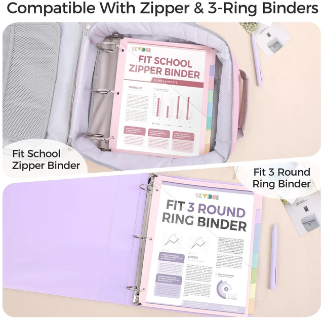 Alt view image 3 of 7 - 8 Tabs Dividers with 1 Clear Pocket, Durable Plastic Binder Dividers Dividers for 3 Ring Binders with Writable Labels,Insertable Lettersize Document Pocket,Organizer for School Office & Home