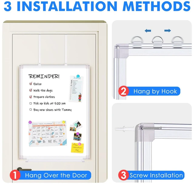Alt view image 7 of 7 - Magnetic Dry Erase Board for Door 36 x 24 in No-Drill Adjustable Long Arm Hook Mount, Portable Hanging Whiteboard For Home, Dorm, Office, Cubicle And Small Spaces