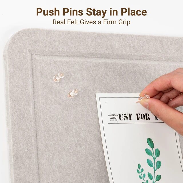 Alt view image 4 of 7 - Foldable Felt Bulletin Board for Wall, 60x36 inches, Latte Large Cork Board Alternative with 25 Pushpins, Decorative Photo Display Board Pin Board 5x3, For Home, Office & School