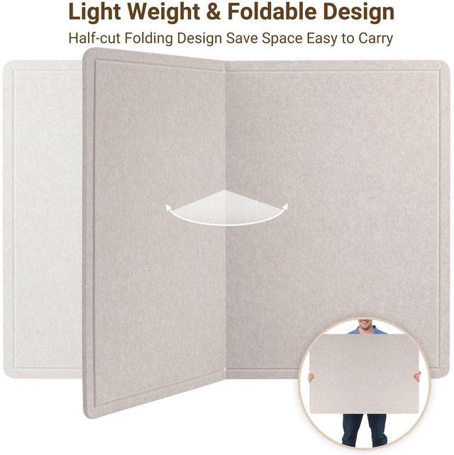 Alt view image 5 of 7 - Foldable Felt Bulletin Board for Wall, 60x36 inches, Latte Large Cork Board Alternative with 25 Pushpins, Decorative Photo Display Board Pin Board 5x3, For Home, Office & School