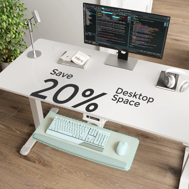 Alt view image 7 of 7 - Keyboard Tray Height Adjustable, Swivel Tilt Computer Keyboard Drawer Under Desk, 25x9.13'' Sliding Keyboard & Mouse Platform with Mouse Pad for Typing, Maple
