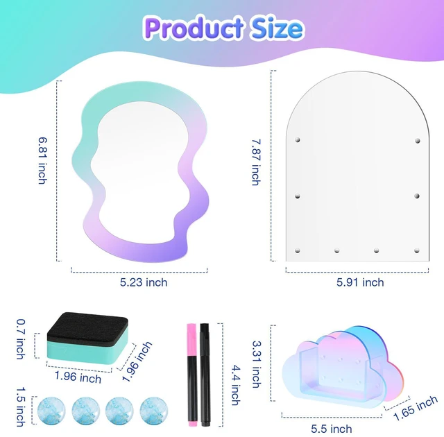 Alt view image 3 of 7 - 10Pcs Locker Accessories for Girls, Back to School Supplies Includes an acrylic board, locker mirror, eraser, pen holder, 2 marker pens and 4 round magnets for metal surfaces