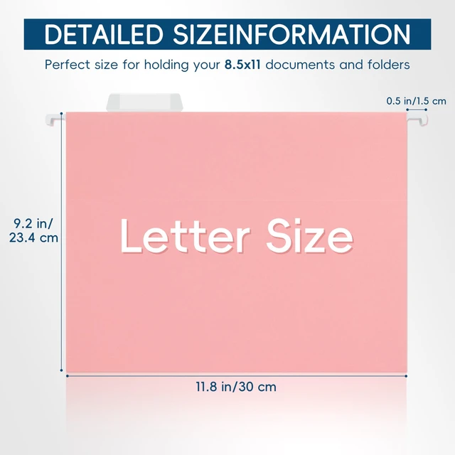 Alt view image 3 of 7 - Pink Hanging File Folders,25 Pack Letter Size File Folders with 1/5-cut Tabs,Office Essentials for Filing Cabinet & Desk Storage