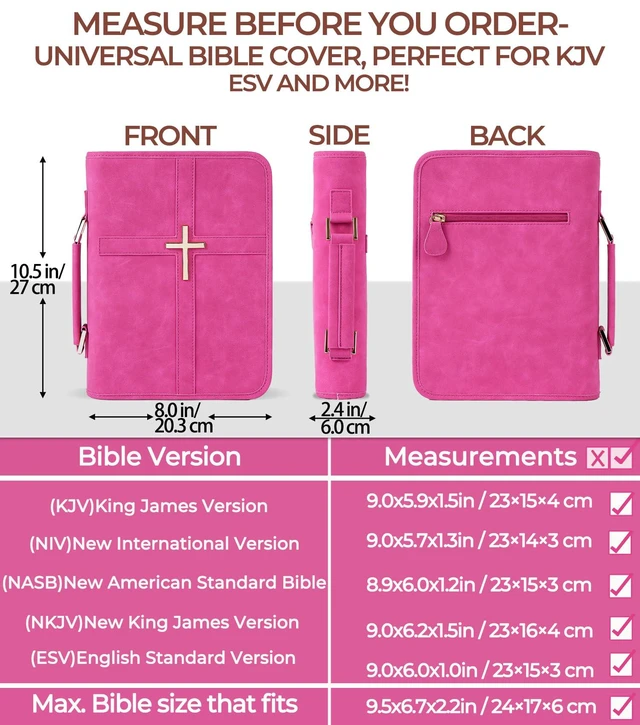 Alt view image 3 of 6 - Vegan Leather Bible Cover Case, Bible Bag with Phone Pocket, Bible Case for Men Women, Christian Gift Box Packaging (Rose)