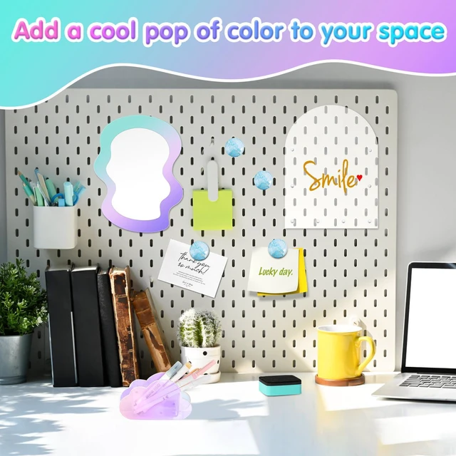 Alt view image 6 of 7 - 10Pcs Locker Accessories for Girls, Back to School Supplies Includes an acrylic board, locker mirror, eraser, pen holder, 2 marker pens and 4 round magnets for metal surfaces