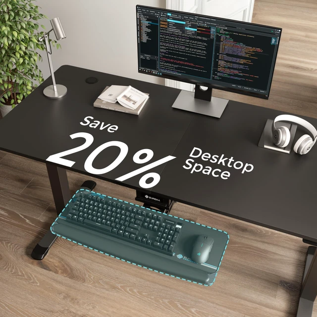 Alt view image 6 of 7 - Keyboard Tray Height Adjustable, Swivel Tilt Computer Keyboard Drawer Under Desk, 25x9.13'' Sliding Keyboard & Mouse Platform with Mouse Pad for Typing, Black