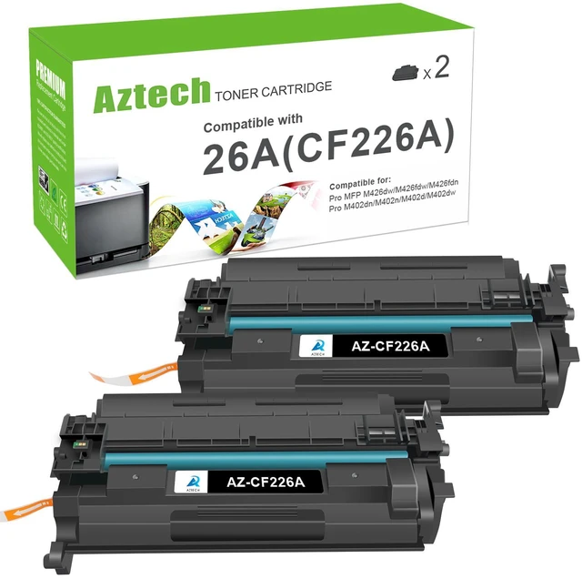 Main image of 26A CF226A Toner Cartridge for HP Printer 26X CF226X MFP M426fdw 2 Pack Compatible for HP LaserJet 26A CF226A Pro M402dn M402n M402dw MFP M426fdw M426fdn M426dw Series Printer Ink High Yield Black
