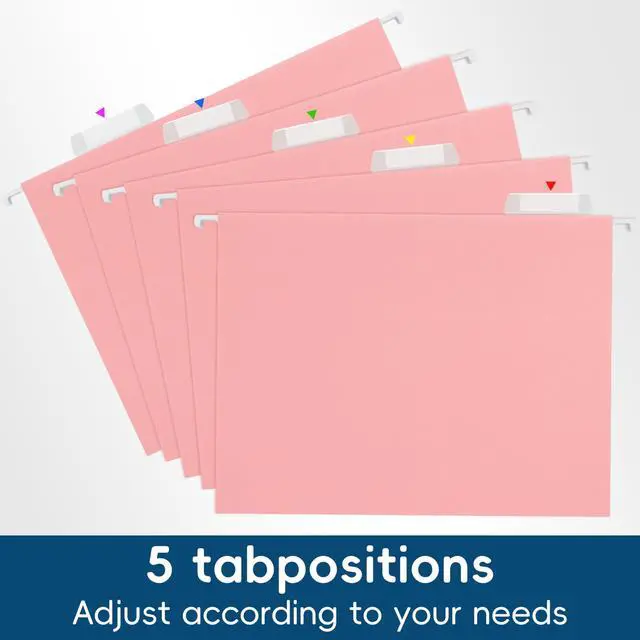 Alt view image 7 of 7 - Pink Hanging File Folders,25 Pack Letter Size File Folders with 1/5-cut Tabs,Office Essentials for Filing Cabinet & Desk Storage