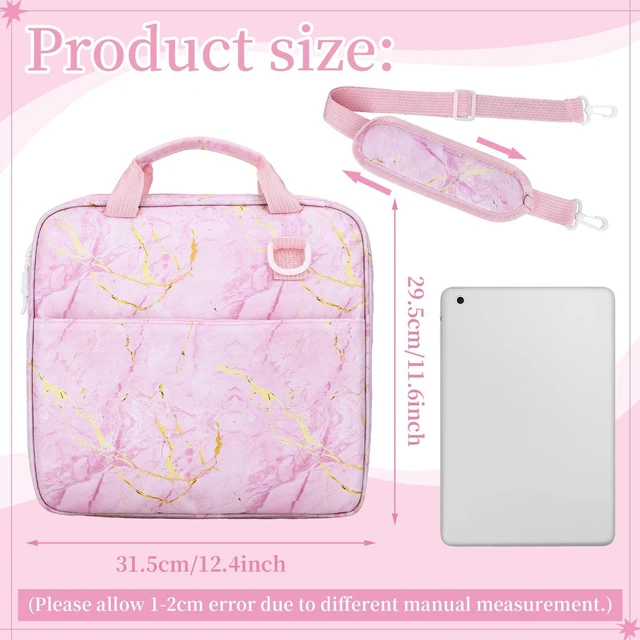 Alt view image 2 of 6 - Zipper Binder Folder Keeper with Strap 2", 3 Ring, Pink, Marble Coquette Multi-Pocket Zipper Bag, Fabric, 13" Laptop 5-Tab Expanding File Folder, Women Men, Office Middle High School