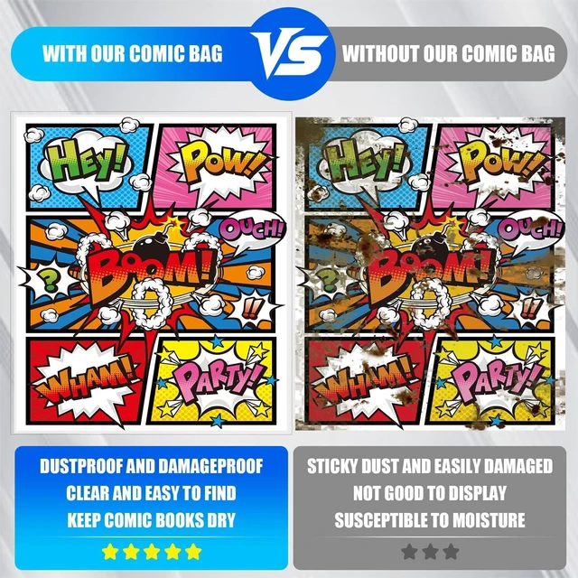 Alt view image 6 of 7 - 200 Pack Current Comic Book Bags and Boards, 6.87" x 10.5" Clear Comic Book Sleeves, Acid-Free Thick Comic Backing Boards for Collectible Book Storage