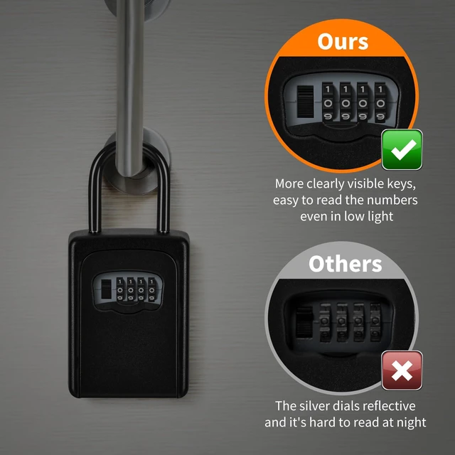 Alt view image 2 of 7 - Portable Key Lock Box for House Key, Weatherproof Resettable Code House Key Safe Security Lock(4 Pack, Black)