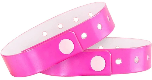 Main image of Plastic Wristbands Neon Pink 500 Pack, Viny Wristbands for Events Disposable Event Wristbands, Waterproof Security, Colored Identification Wristbands for Party, Concert, Bar, Club, Festival