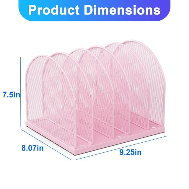 Alt view image 3 of 7 - Desktop File Organizer with 5 Compartments Desk Organizer Paper Organizer for Desk Workspace Organizers for Office Supplies (Pink)