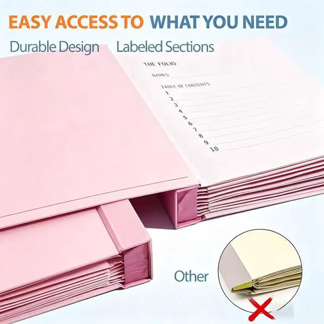Alt view image 4 of 6 - Important Document Organizer with Tabs & Pockets for Family Records, Pink Important document storage,Labeled tabs & pockets,Quick document access,Compact home filing,Emergency preparedness