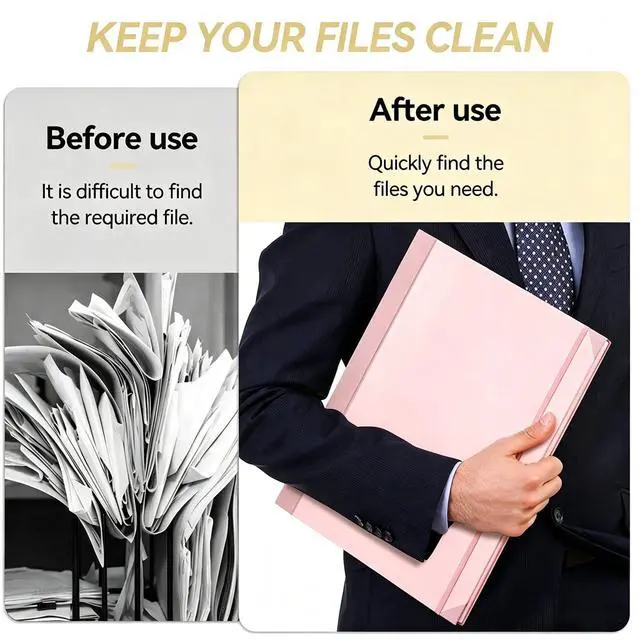 Alt view image 6 of 6 - Important Document Organizer with Tabs & Pockets for Family Records, Pink Important document storage,Labeled tabs & pockets,Quick document access,Compact home filing,Emergency preparedness