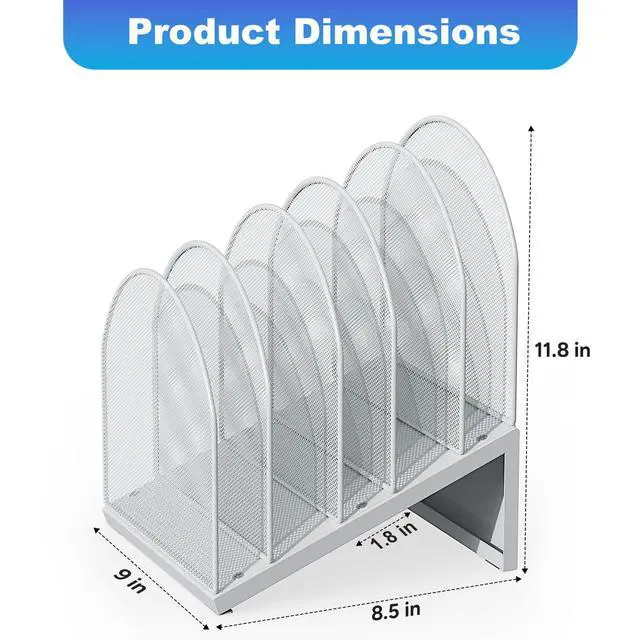 Alt view image 4 of 7 - Desktop File Organizer with 5 Compartments Desk Organizer Paper Organizer for Desk Workspace Organizers for Office Supplies (White)