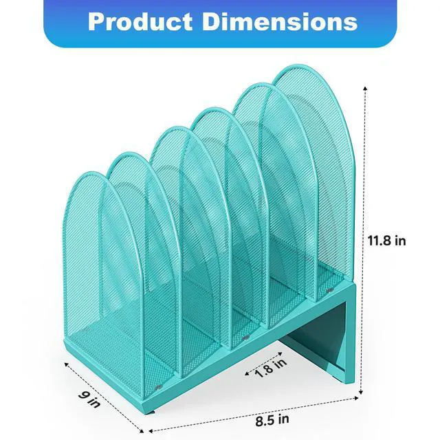 Alt view image 4 of 7 - Desktop File Organizer with 5 Compartments Desk Organizer Paper Organizer for Desk Workspace Organizers for Office Supplies (Blue)