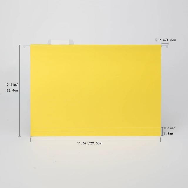 Alt view image 2 of 6 - Yellow Hanging File Folders,25 Packs Letter Size File Folder,Designed for Bulky Files,Filing Cabinet,1/5 Adjustable Tabs for Office,School,Home