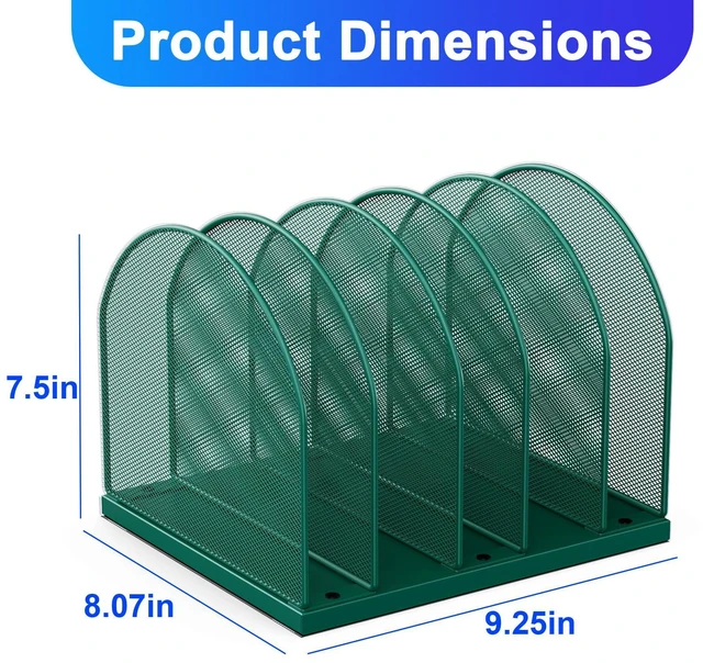 Alt view image 3 of 7 - Desktop File Organizer with 5 Compartments Desk Organizer Paper Organizer for Desk Workspace Organizers for Office Supplies (Green)
