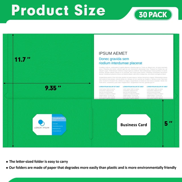Alt view image 2 of 7 - Two Pocket Folders, Paper Folders with Pockets, 30 Pack, 5 Colors 2 Pocket Folders Fit Letter Size Paper, Paper File Folder for School Office Home Business
