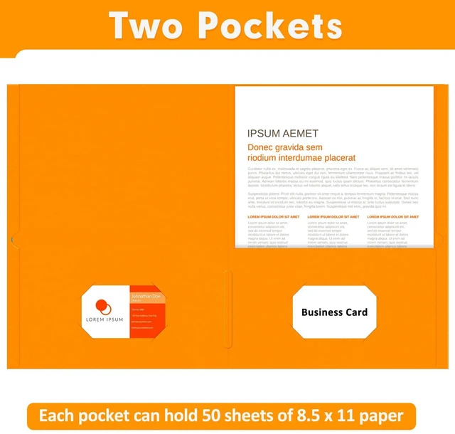 Alt view image 4 of 7 - Two Pocket Folders, Paper Folders with Pockets, 50 Pack, Orange 2 Pocket Folders Fit Letter Size Paper, Paper File Folder for School Office Home Business