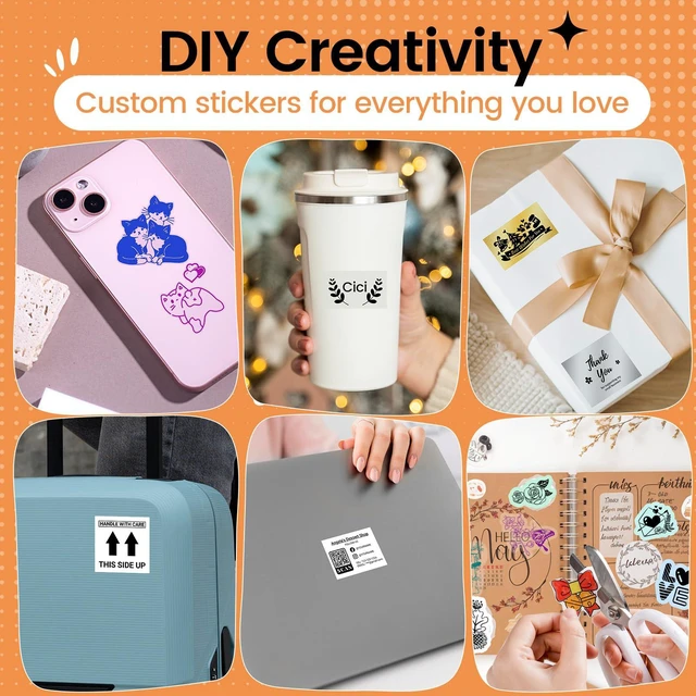 Alt view image 6 of 7 - Sticker Printer, Bluetooth Thermal Mini Printer for DIY and Study M02 Mini Printer Sticker Maker, Sticker Printer Maker for Diaries/Photos, Portable Label Maker for Home/Travel, Black