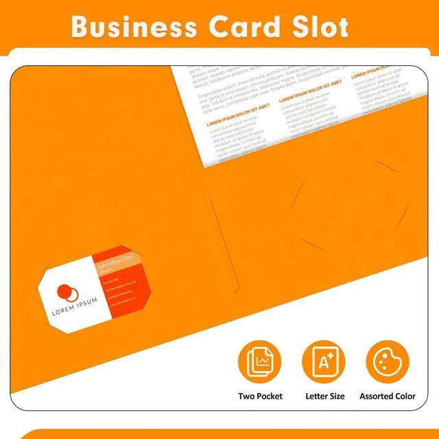 Alt view image 5 of 7 - Two Pocket Folders, Paper Folders with Pockets, 50 Pack, Orange 2 Pocket Folders Fit Letter Size Paper, Paper File Folder for School Office Home Business