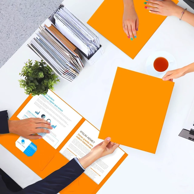 Alt view image 7 of 7 - Two Pocket Folders, Paper Folders with Pockets, 50 Pack, Orange 2 Pocket Folders Fit Letter Size Paper, Paper File Folder for School Office Home Business