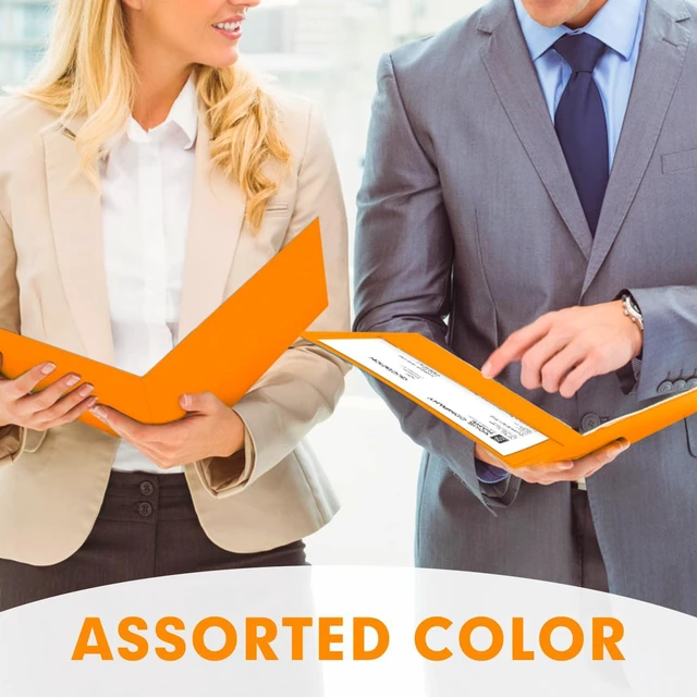 Alt view image 6 of 7 - Two Pocket Folders, Paper Folders with Pockets, 50 Pack, Orange 2 Pocket Folders Fit Letter Size Paper, Paper File Folder for School Office Home Business