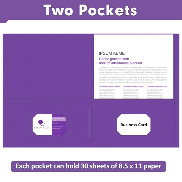 Alt view image 4 of 7 - Two Pocket Folders, Paper Folders with Pockets, 30 Pack, Purple 2 Pocket Folders Fit Letter Size Paper, Paper File Folder for School Office Home Business