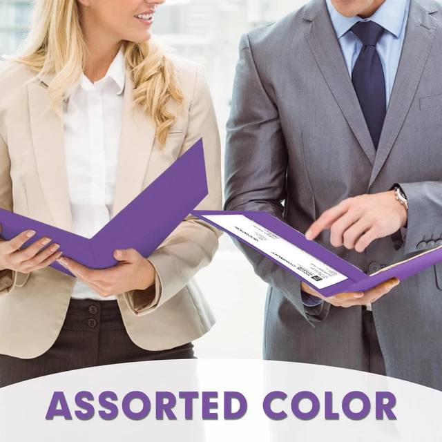 Alt view image 6 of 7 - Two Pocket Folders, Paper Folders with Pockets, 50 Pack, Purple 2 Pocket Folders Fit Letter Size Paper, Paper File Folder for School Office Home Business