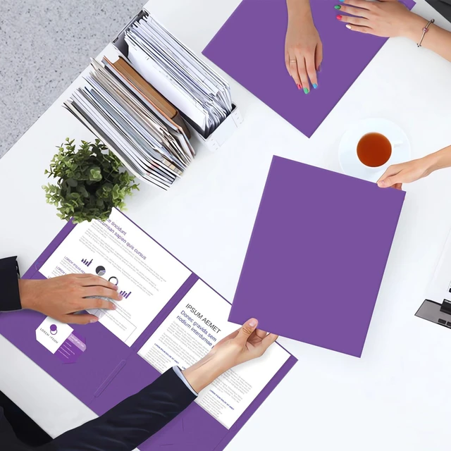 Alt view image 7 of 7 - Two Pocket Folders, Paper Folders with Pockets, 50 Pack, Purple 2 Pocket Folders Fit Letter Size Paper, Paper File Folder for School Office Home Business