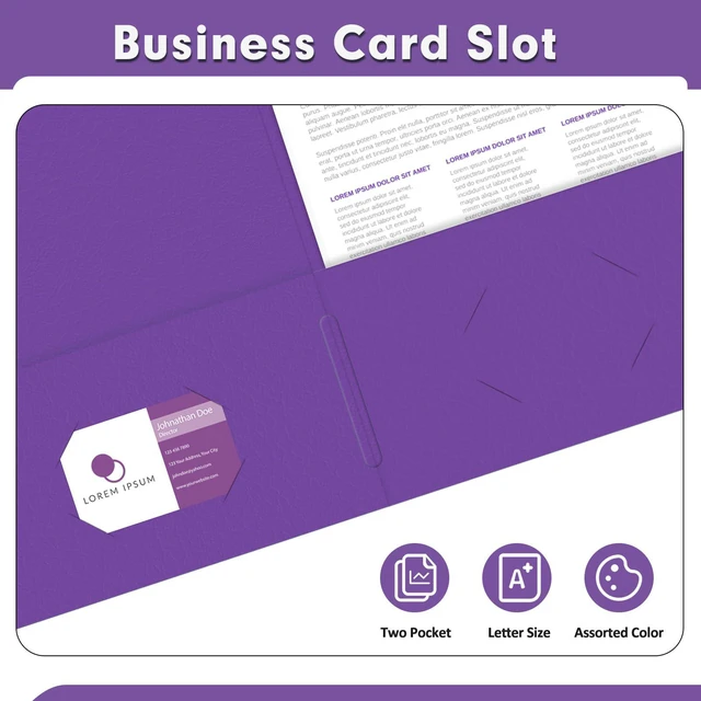 Alt view image 5 of 7 - Two Pocket Folders, Paper Folders with Pockets, 50 Pack, Purple 2 Pocket Folders Fit Letter Size Paper, Paper File Folder for School Office Home Business