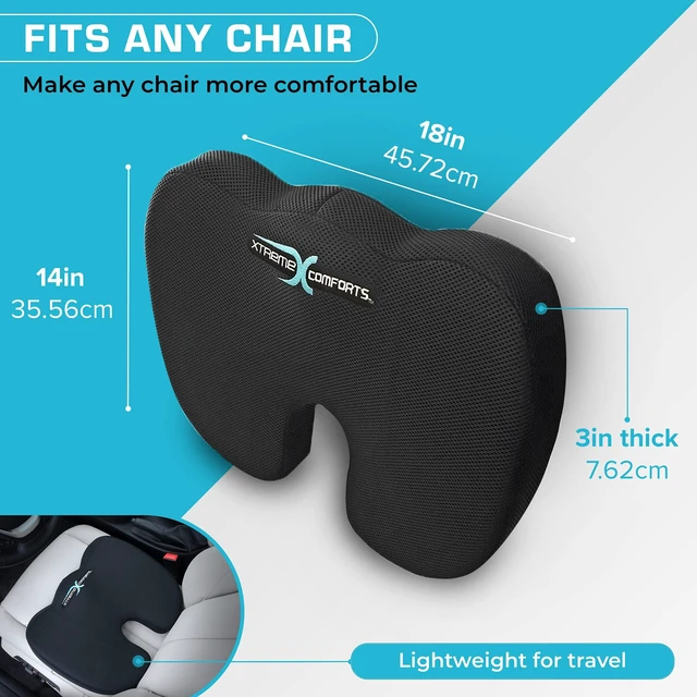Alt view image 2 of 7 - Seat Cushion, Tailbone Relaxer - Coccyx Cushion for Tailbone Pain Desk, Wheelchair & Car Use - Back Support Pillow for Chair