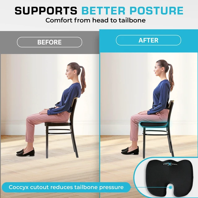 Alt view image 7 of 7 - Seat Cushion, Tailbone Relaxer - Coccyx Cushion for Tailbone Pain Desk, Wheelchair & Car Use - Back Support Pillow for Chair