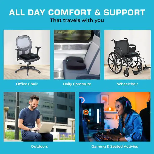 Alt view image 6 of 7 - Seat Cushion, Tailbone Relaxer - Coccyx Cushion for Tailbone Pain Desk, Wheelchair & Car Use - Back Support Pillow for Chair