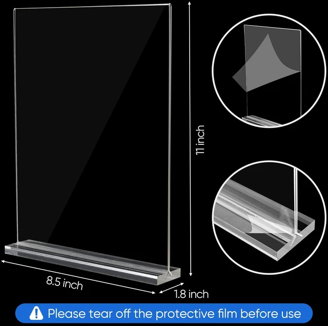Alt view image 3 of 6 - acrylic sign holder 8.5 x 11 Paper Stand 18 Pack Clear Double Side T Shape Acrylic Table Signs for Displaying, Flyer Holder Paper Card Holder for Office Business Store Mall Restaurants