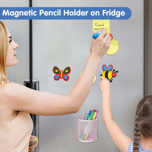 Alt view image 4 of 6 - Magnetic Pen Holderr, 2 Pack Metal Stainless Steel Pen Basket Locker Organizer Accessories, Powerful Magnet Pen Holder for Whiteboard,Refrigerator,Locker,Kitchen,Home,and Office Pink