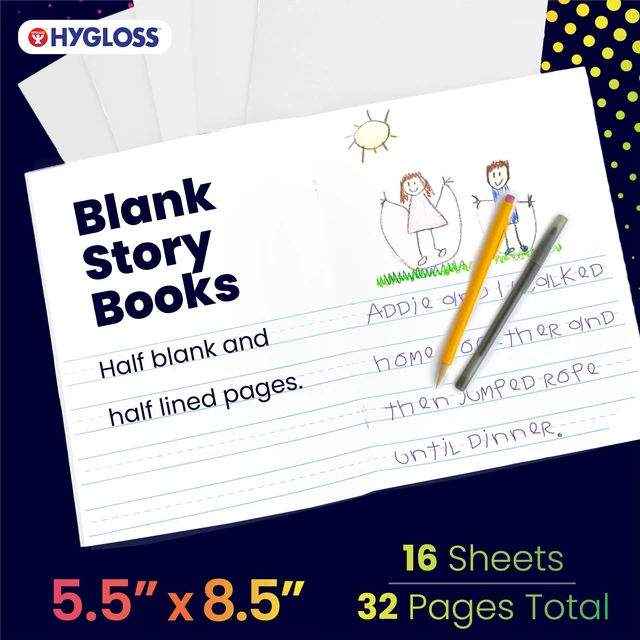 Alt view image 2 of 6 - Half Blank Books for Kids to Write Stories & Illustrate Bulk 48 Pack 5.5" x 8.5" A5 Primary Journal for Grades K-2, Preschool/Kindergarten Notebook with Picture Space 24 Pages, White
