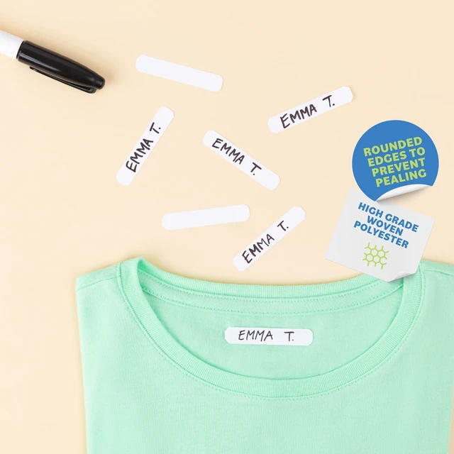 Alt view image 5 of 6 - 500 pcs Writable Iron on Name Tags for Clothing with Permanent Laundry Marker - Clothing Labels for Nursing Home & Daycare, Custom Fabric Labels for Clothes Washable Precut 2x0.38