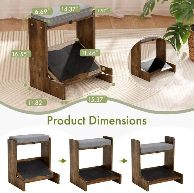 Alt view image 5 of 7 - Adjustable Double Step Foot Rest Under Desk, Wooden Foot Stool for Office & Home with Cushioned Layers, Ergonomic Footrest for Desk, Leg Rest for Comfortable Sitting