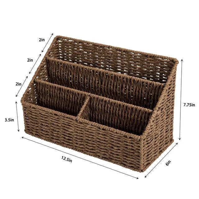 Alt view image 5 of 7 - Mail Organizer Countertop,Mail Organizer For Desk,Mail Basket(Brown) Handwoven,Boho,Farmhouse,Multifunction,Durable material