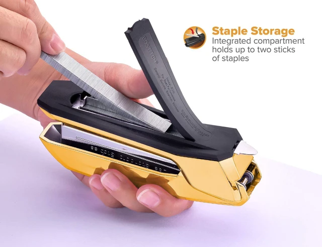 Alt view image 4 of 6 - Office Ascend 3 in 1 Stapler Integrated Remover & Staple Storage, 420 Staples Included, 20 Sheet Capacity, Lightweight, Gold Chrome