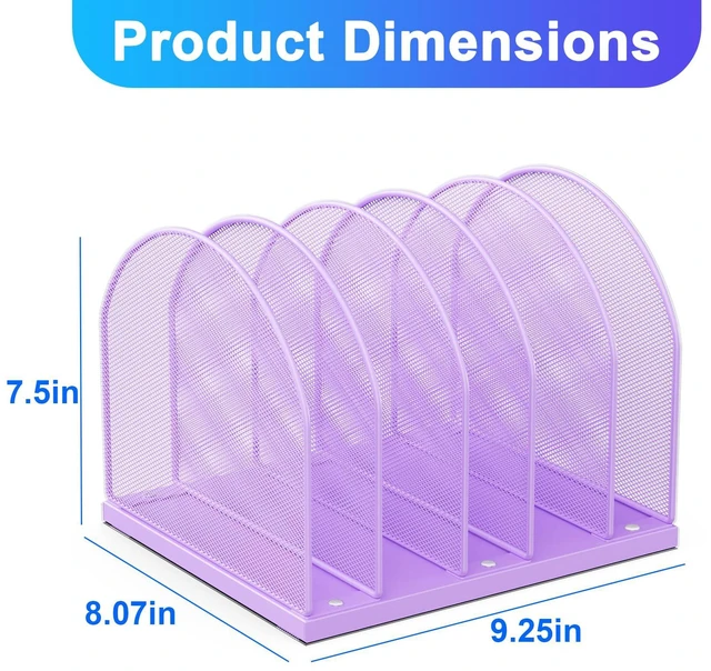 Alt view image 3 of 7 - Desktop File Organizer with 5 Compartments Desk Organizer Paper Organizer for Desk Workspace Organizers for Office Supplies (Purple)